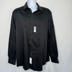 ❤️3/$30 Van Heusen Men's Lux Sateen Black Dress Shirt - NWT - Regular Fit